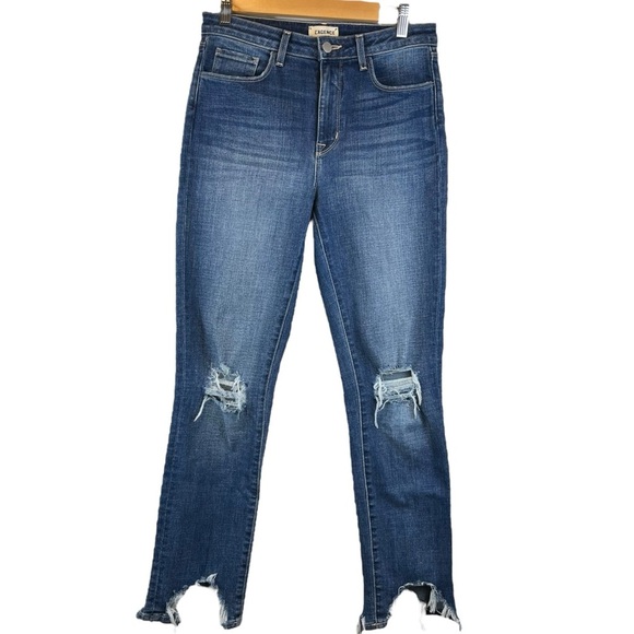 L'AGENCE High Line  High Rise Jeans Medium Blue Fitted Stretchy Cotton Blend 27 - Picture 1 of 12